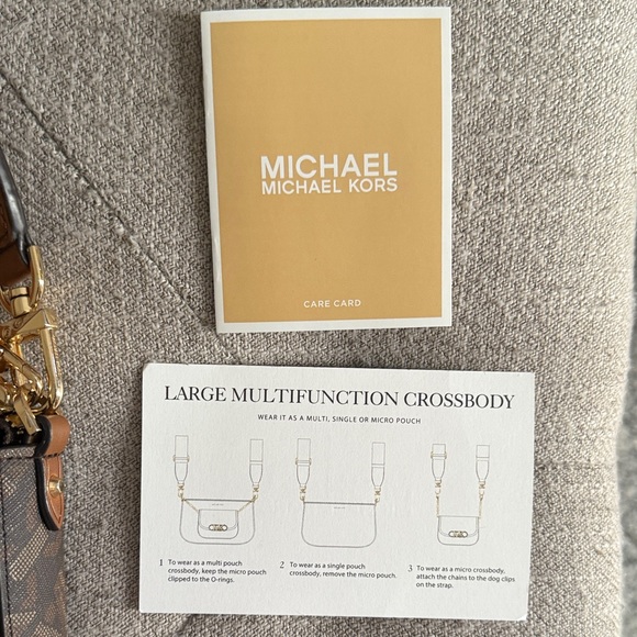 EUC Michael Kors Tan and Brown Crossbody Bag 2 in 1 bag.  Parker Large Empire - Picture 3 of 11